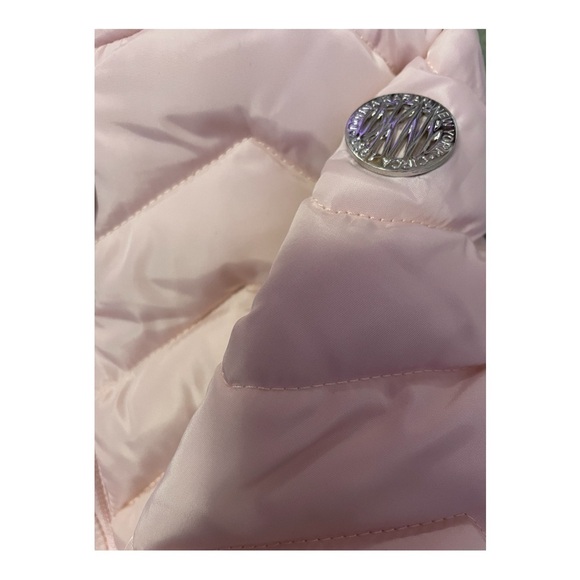 𝅺dkny Pink Hooded Puffer Jacket With Dark Pink Sequins Size 12 months - Picture 4 of 6